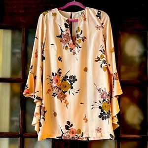 Floral mini dress with flounce sleeves ruffle bell sleeve s